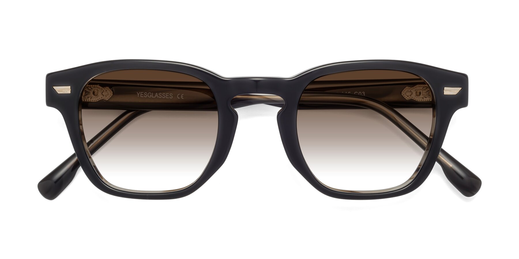 Folded Front of Costa in Black-Stripe Brown with Brown Gradient Lenses
