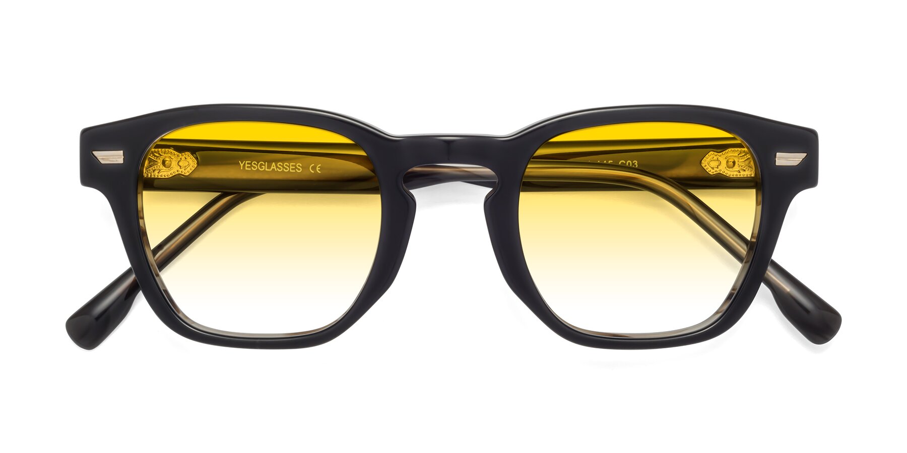 Folded Front of 1421 in Black-Stripe Brown with Yellow Gradient Lenses