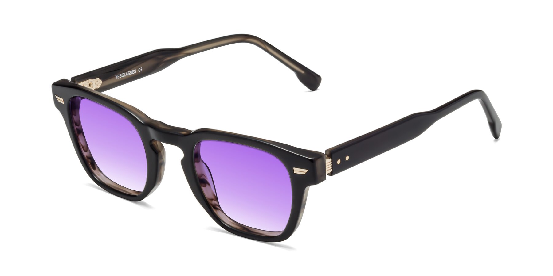 Angle of 1421 in Black-Stripe Brown with Purple Gradient Lenses