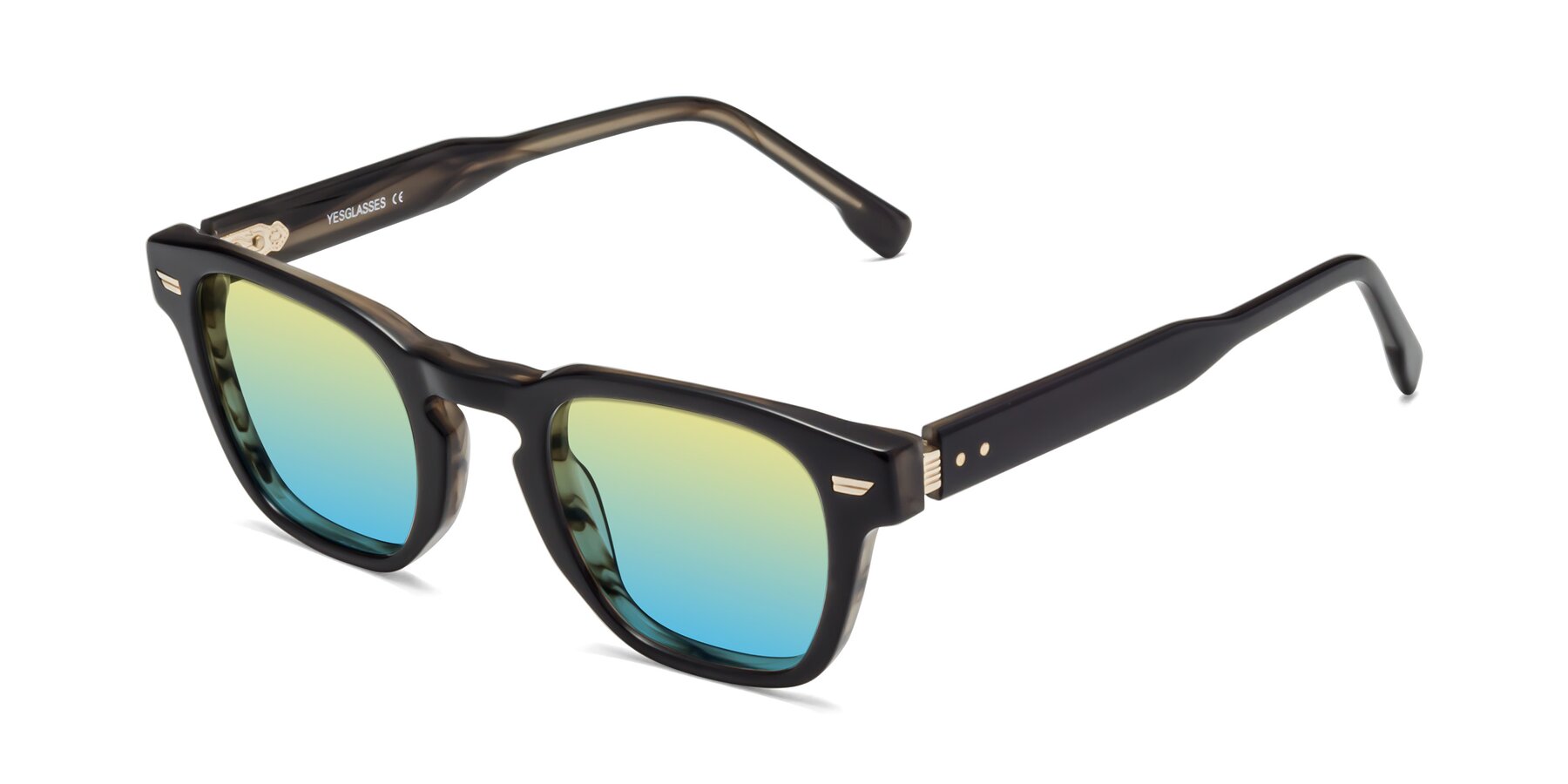 Angle of Costa in Black-Stripe Brown with Yellow / Blue Gradient Lenses