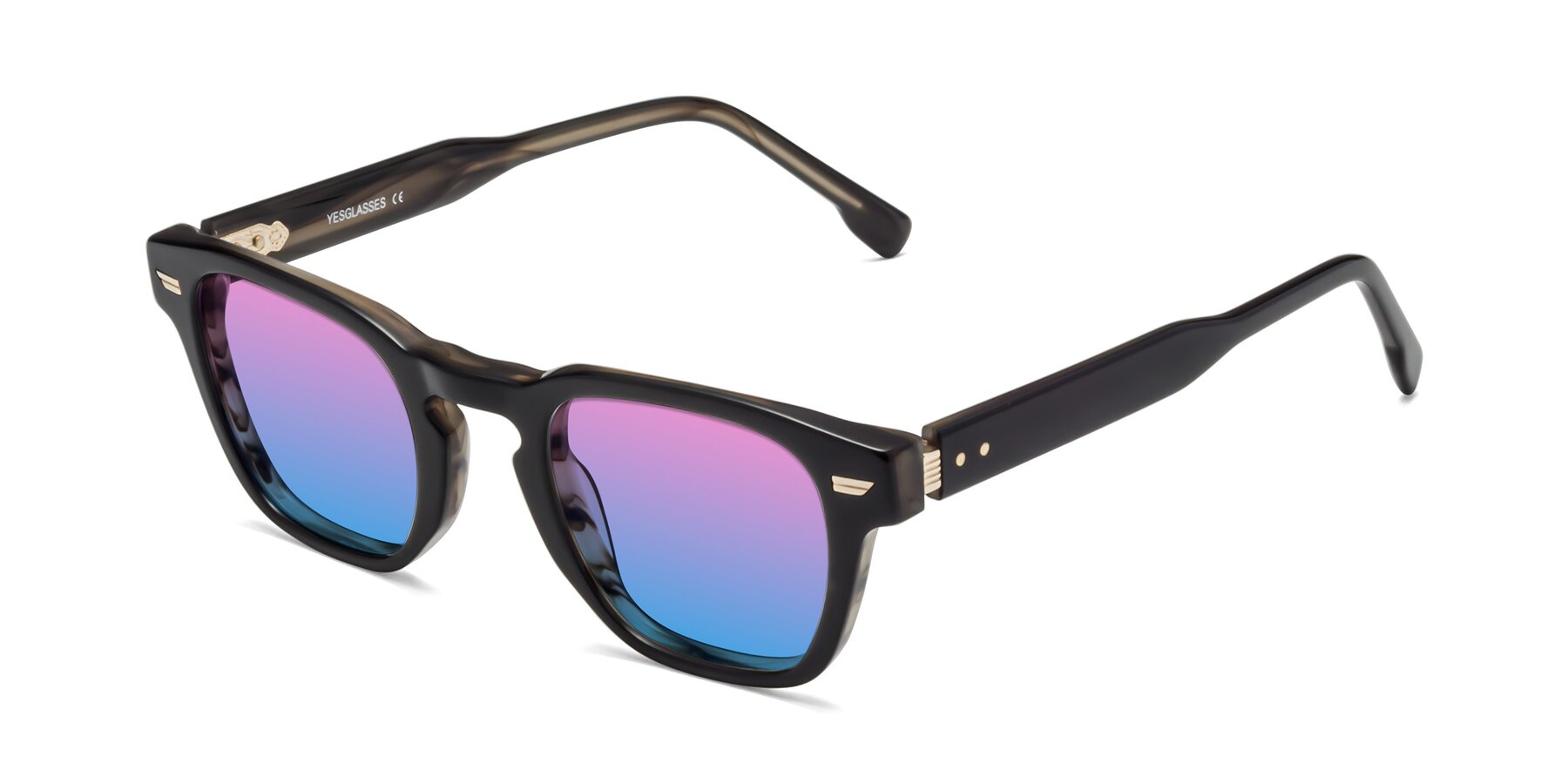 Angle of Costa in Black-Stripe Brown with Pink / Blue Gradient Lenses