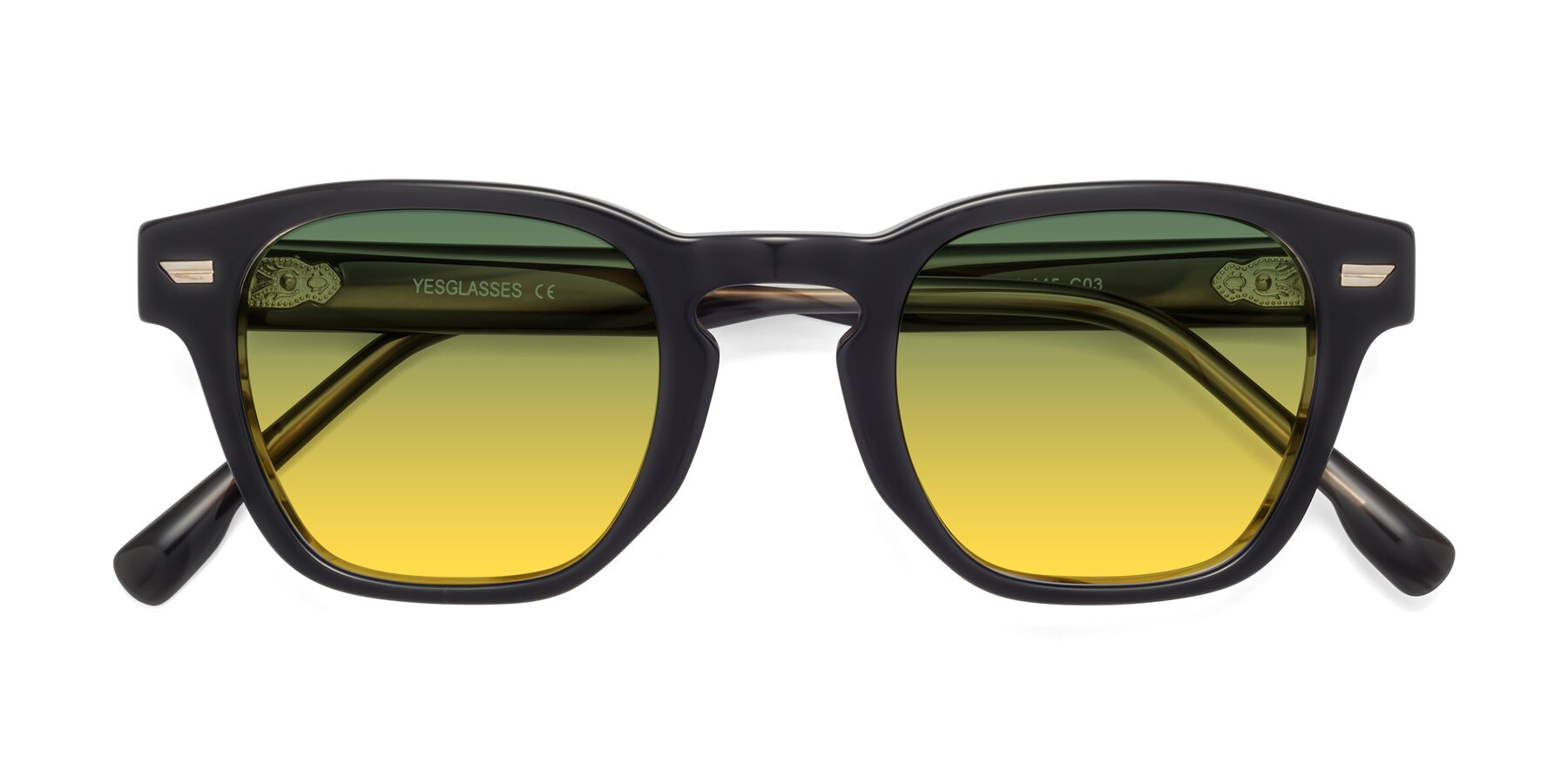 Folded Front of Costa in Black-Stripe Brown with Green / Yellow Gradient Lenses