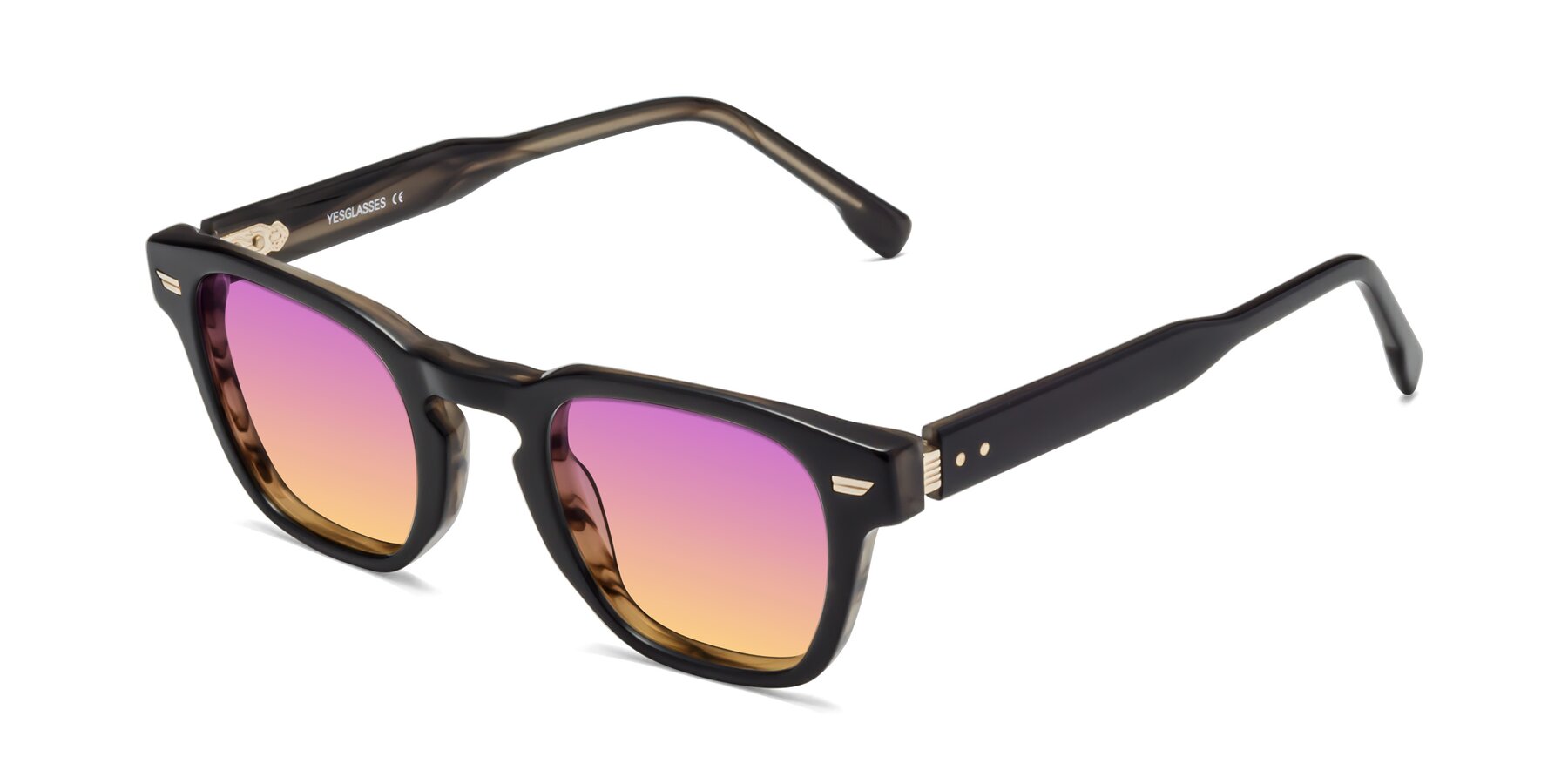 Angle of Costa in Black-Stripe Brown with Purple / Yellow Gradient Lenses