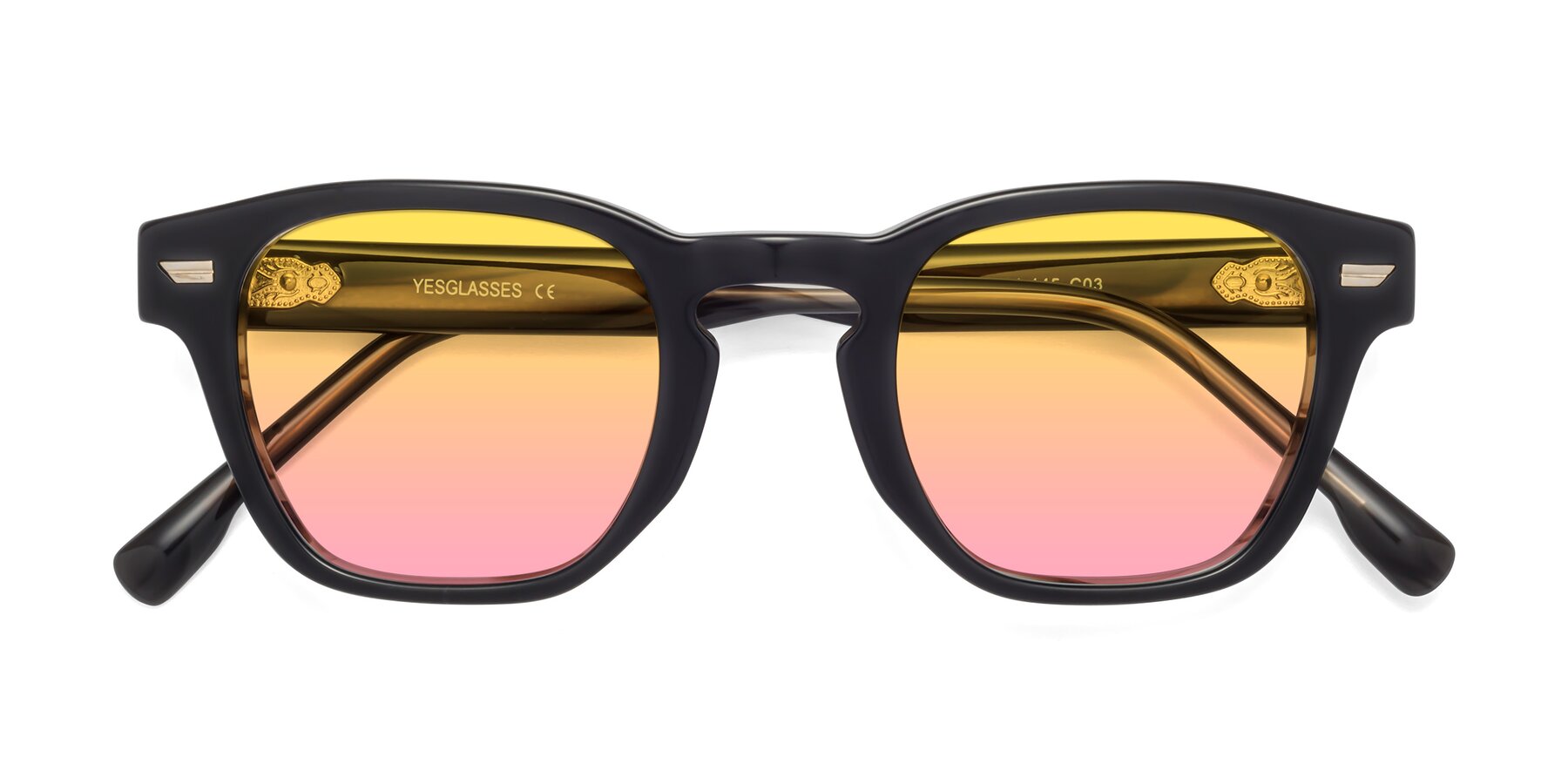 Folded Front of Costa in Black-Stripe Brown with Yellow / Pink Gradient Lenses