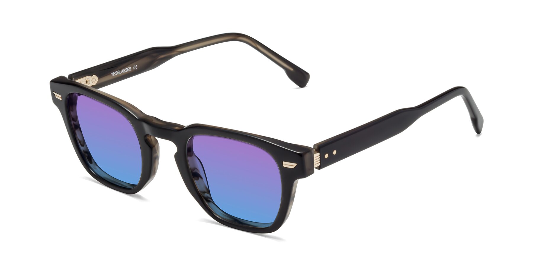 Angle of 1421 in Black-Stripe Brown with Purple / Blue Gradient Lenses