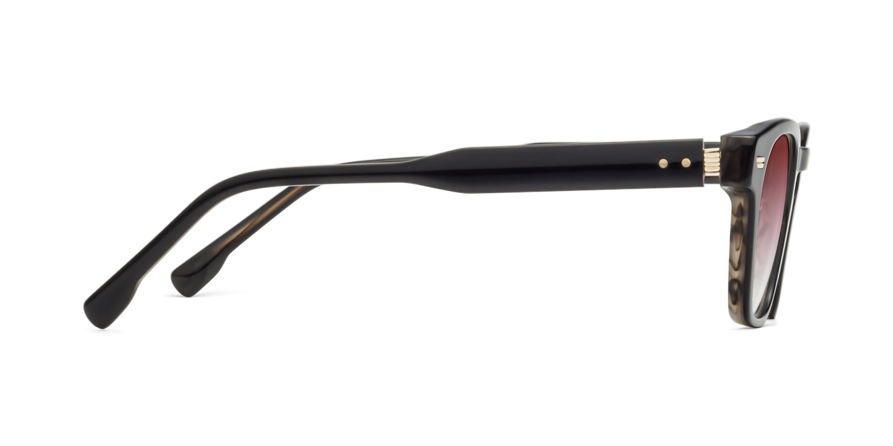 Side of 1421 in Black-Stripe Brown with Garnet Gradient Lenses