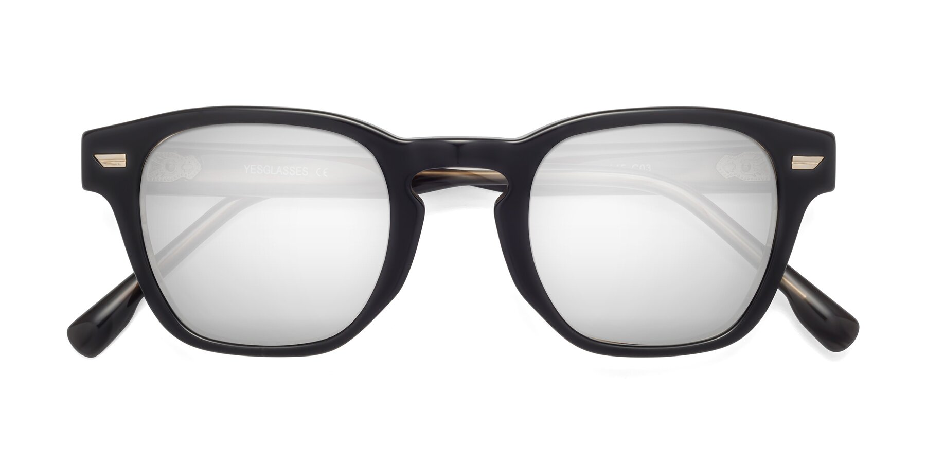 Folded Front of 1421 in Black-Stripe Brown with Silver Mirrored Lenses
