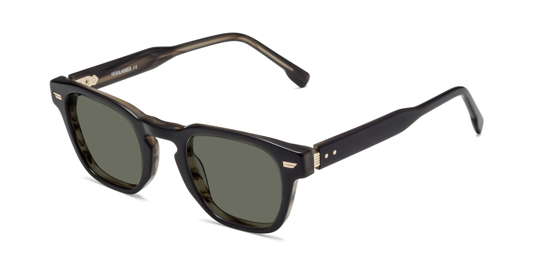 Angle of 1421 in Black-Stripe Brown with Gray Polarized Lenses