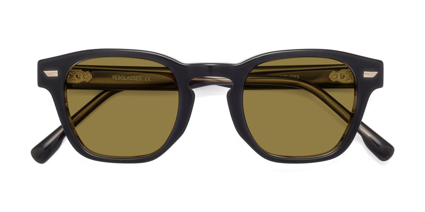 1421 - Black / Stripe Brown Polarized Sunglasses