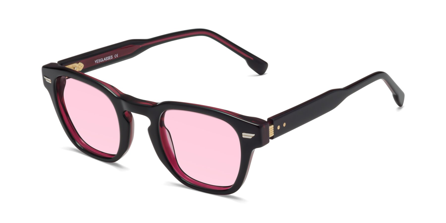 Angle of 1421 in Black-Wine with Light Pink Tinted Lenses