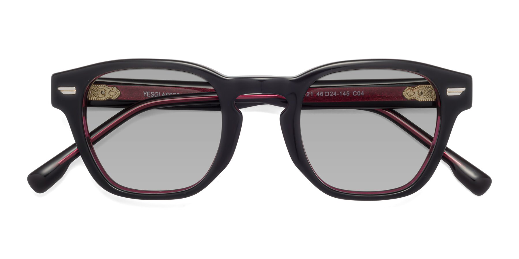 Folded Front of 1421 in Black-Wine with Light Gray Tinted Lenses