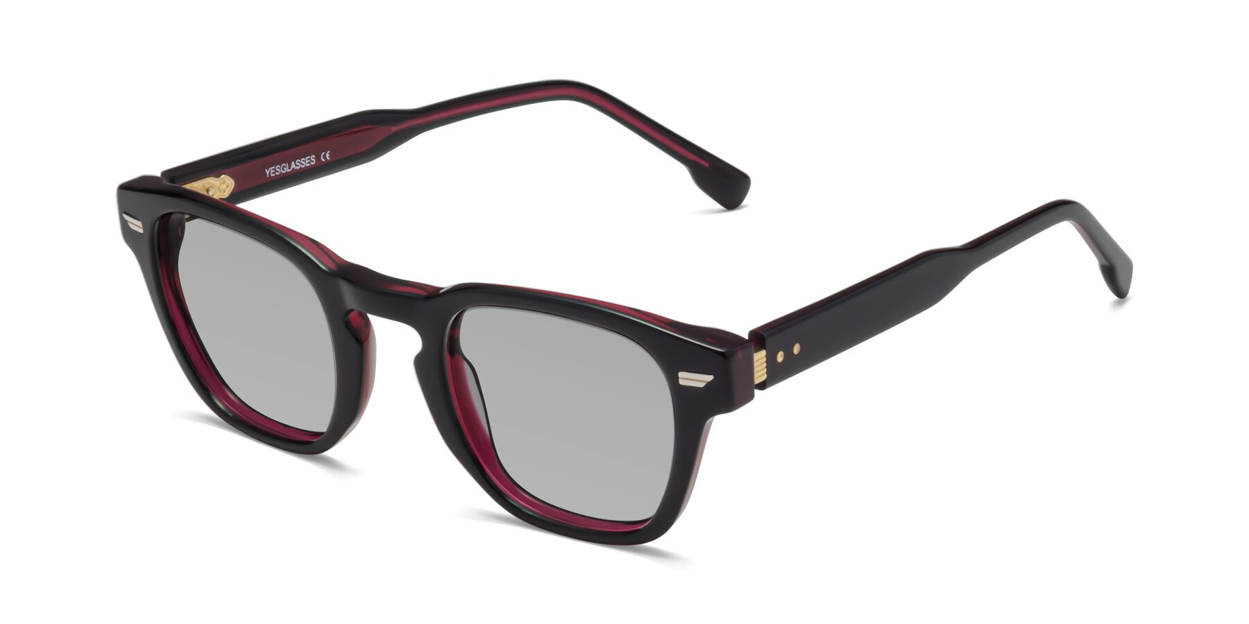 Angle of 1421 in Black-Wine with Light Gray Tinted Lenses