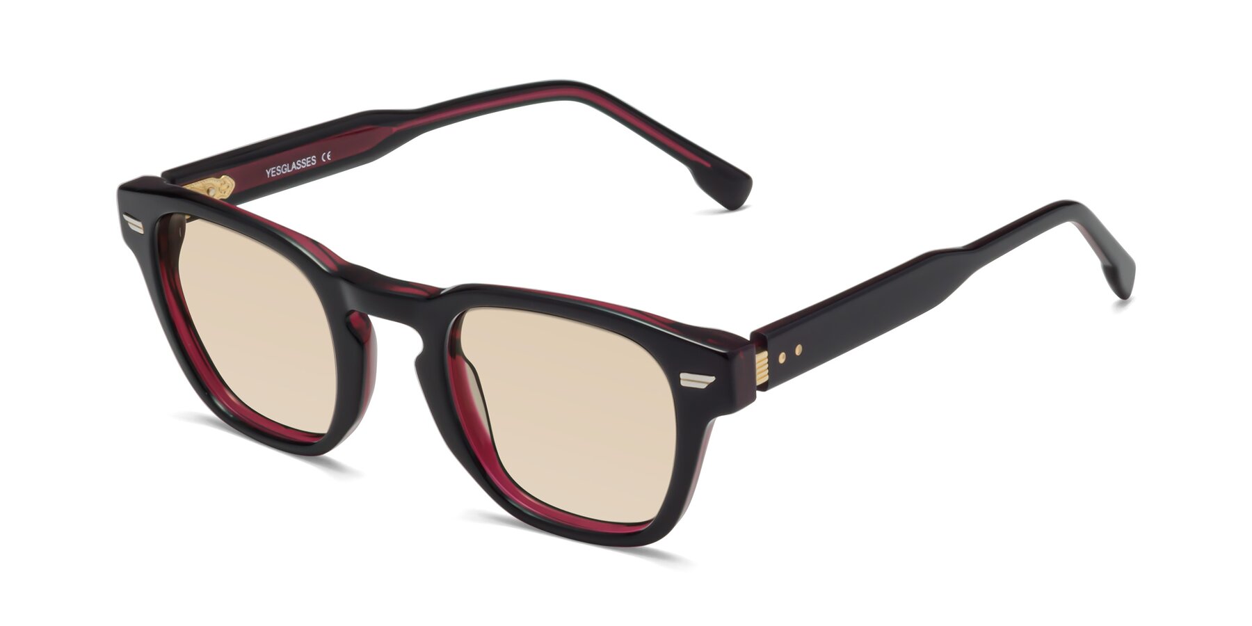 Angle of 1421 in Black-Wine with Light Brown Tinted Lenses