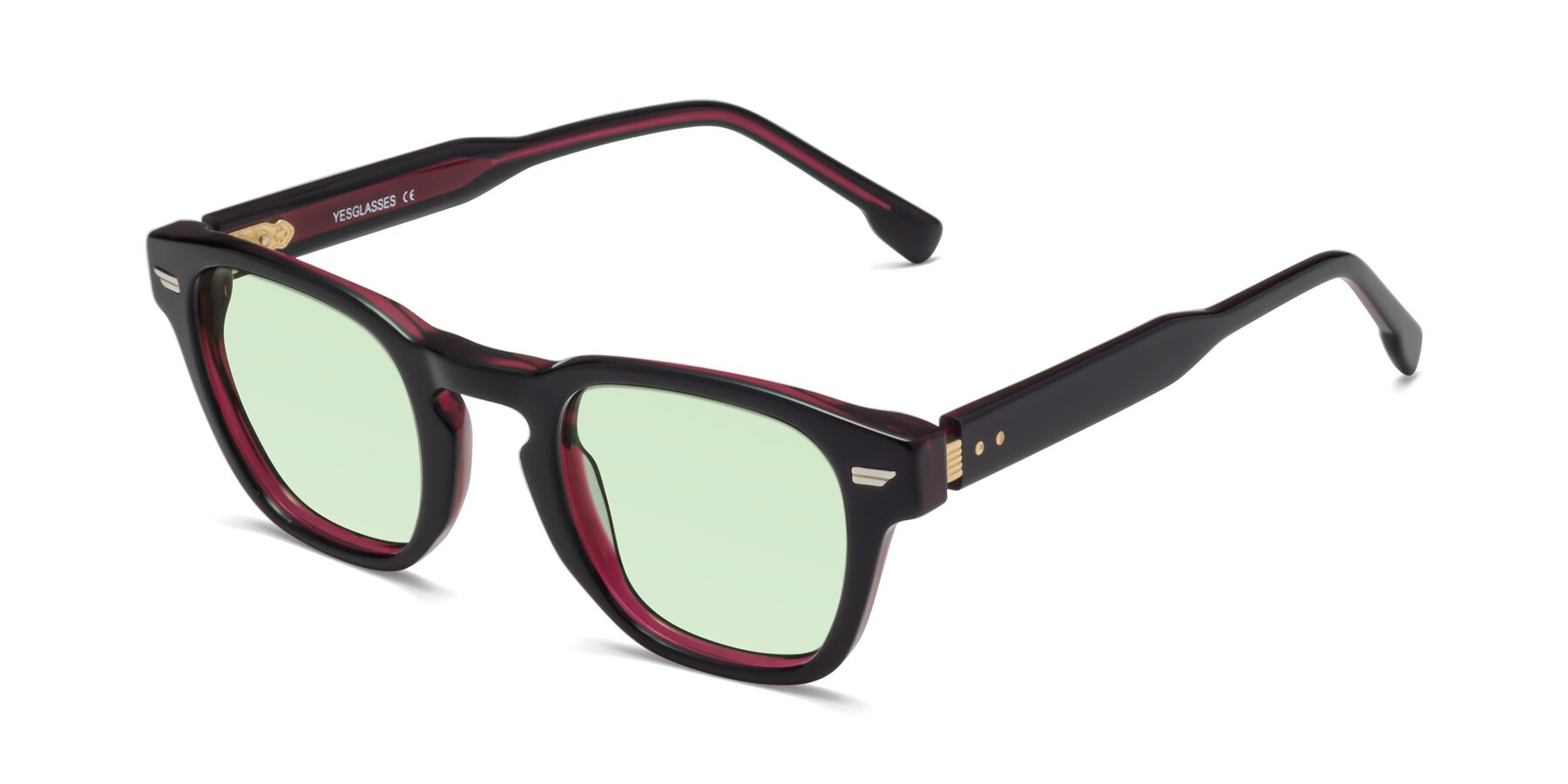 Angle of 1421 in Black-Wine with Light Green Tinted Lenses