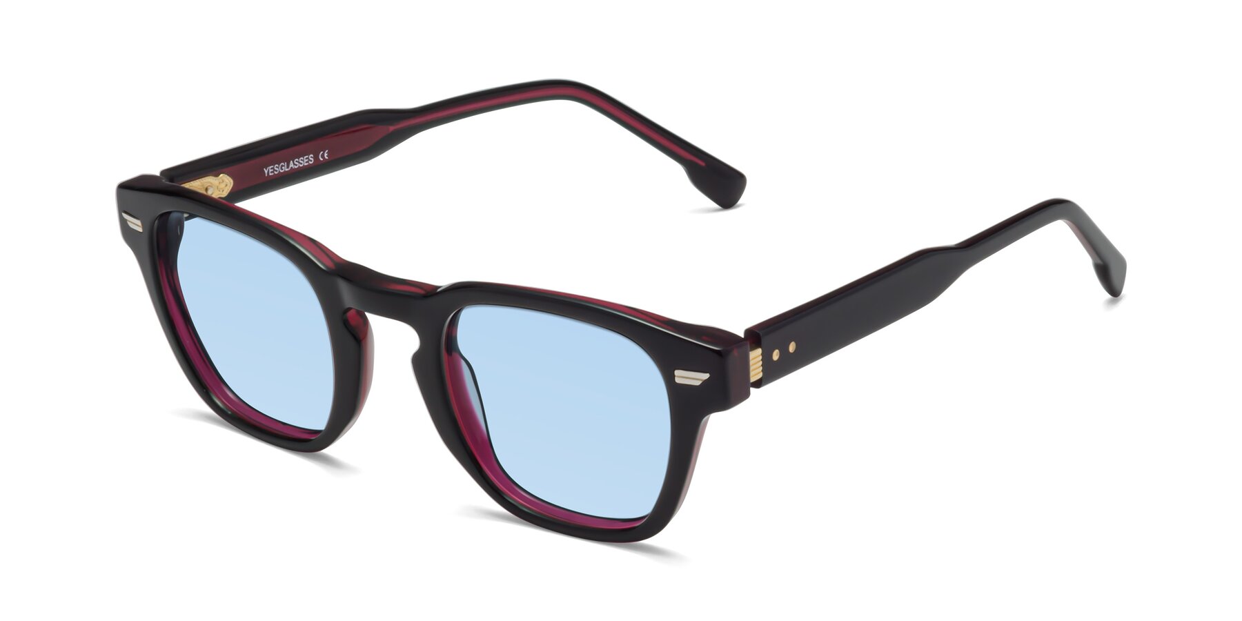 Angle of 1421 in Black-Wine with Light Blue Tinted Lenses