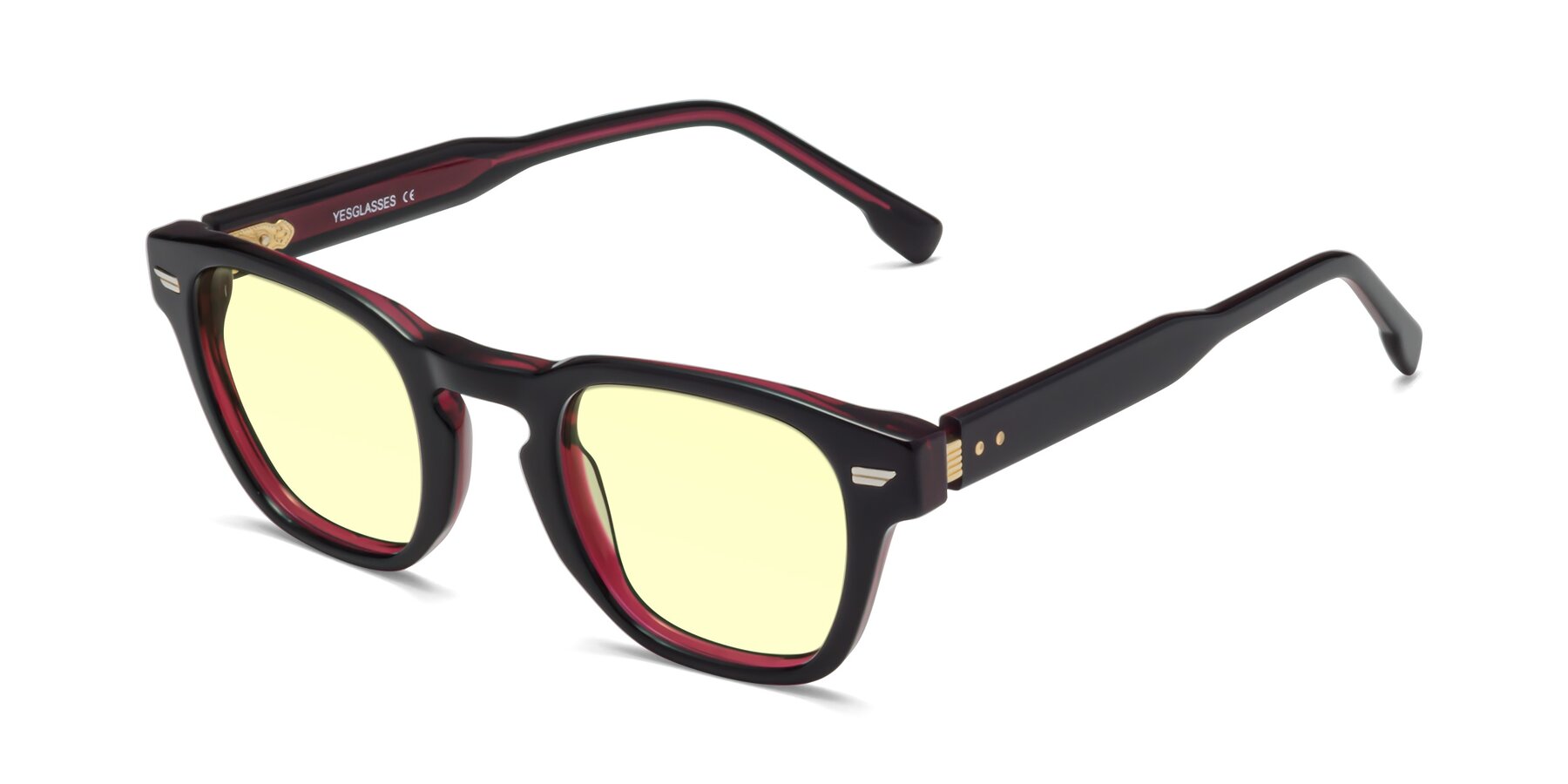 Angle of 1421 in Black-Wine with Light Yellow Tinted Lenses