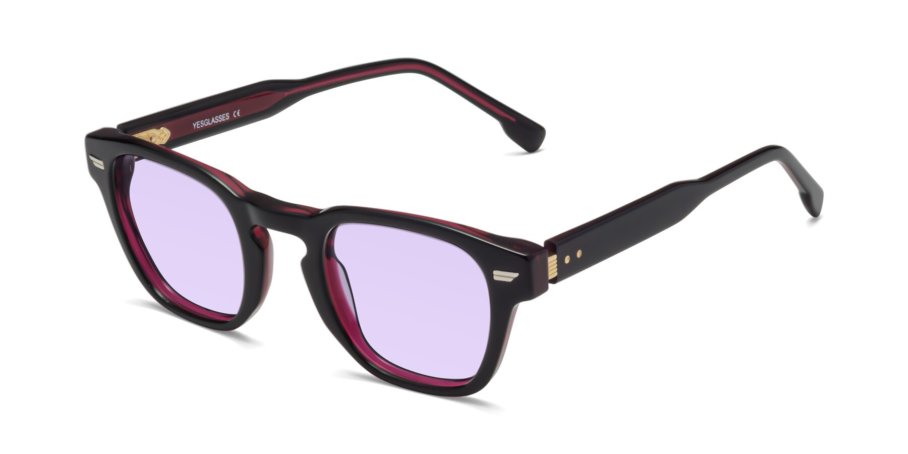 Angle of 1421 in Black-Wine with Light Purple Tinted Lenses