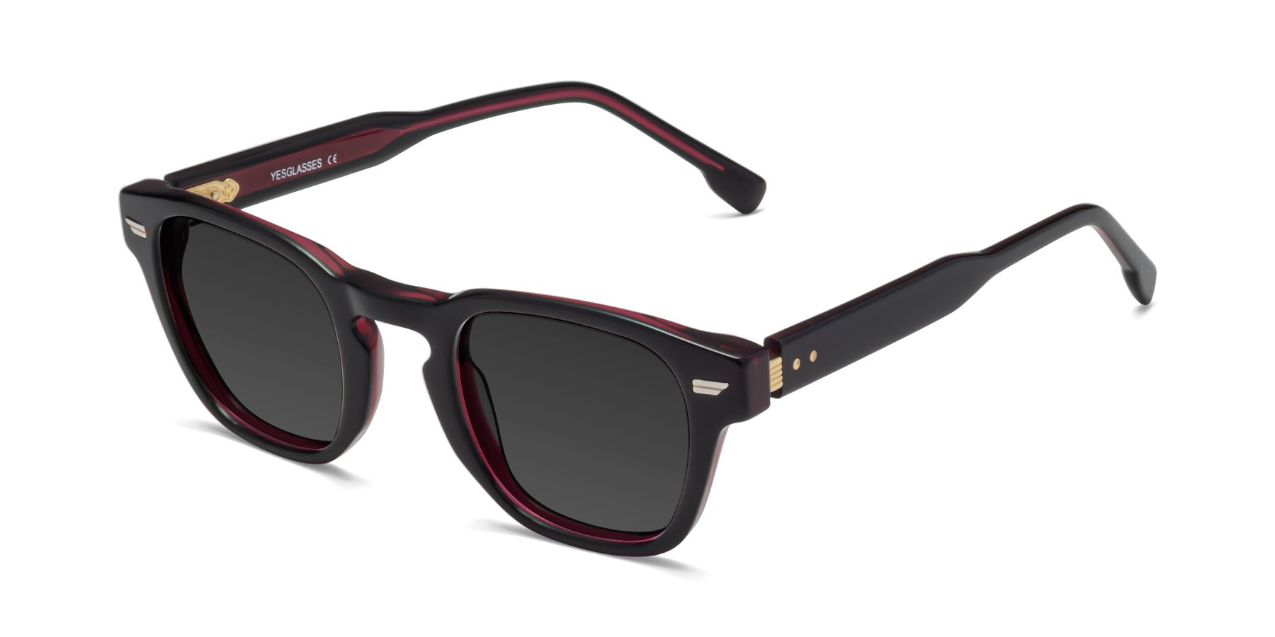 Angle of 1421 in Black-Wine with Gray Tinted Lenses