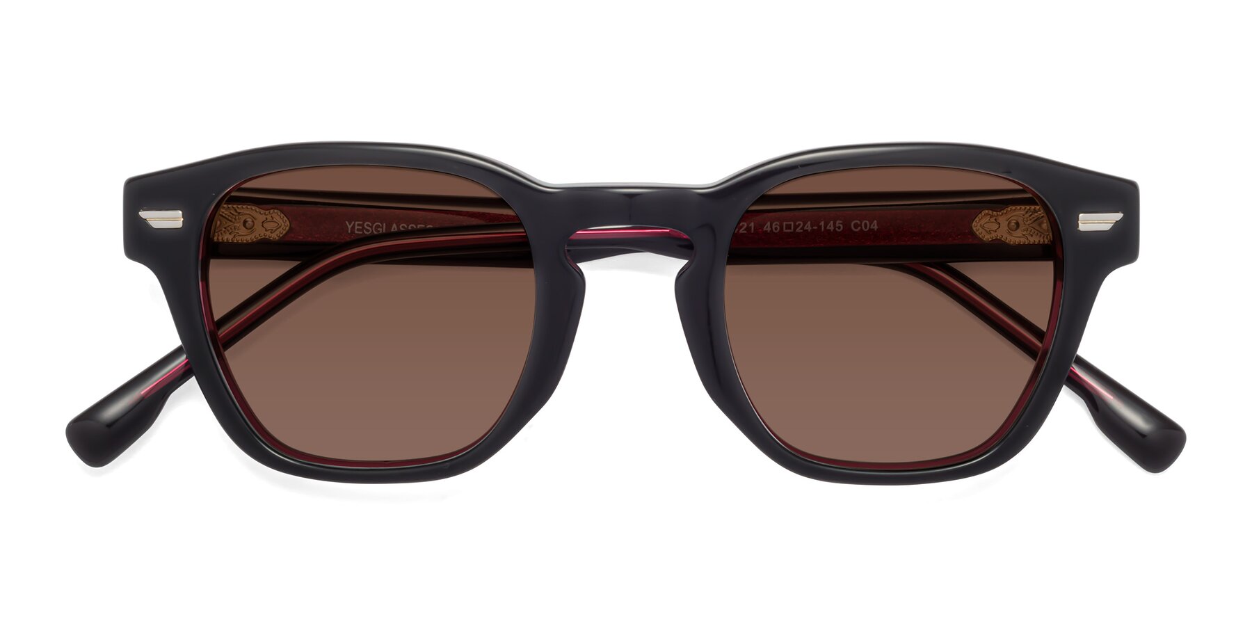 Folded Front of 1421 in Black-Wine with Brown Tinted Lenses