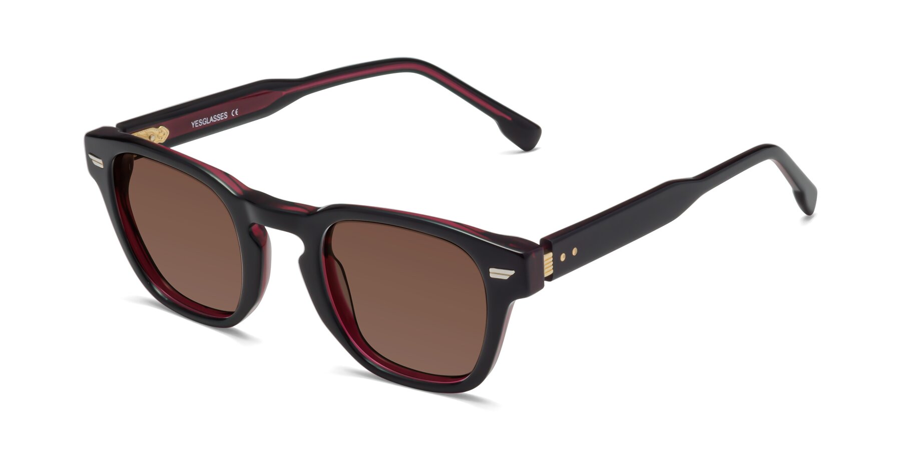 Angle of 1421 in Black-Wine with Brown Tinted Lenses