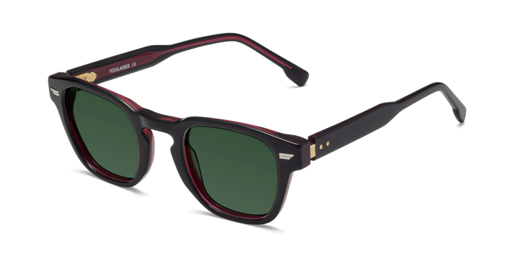 Angle of 1421 in Black-Wine with Green Tinted Lenses