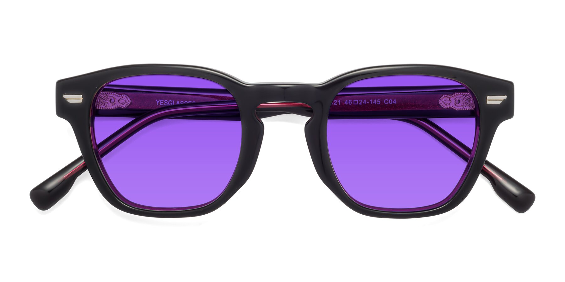Folded Front of 1421 in Black-Wine with Purple Tinted Lenses