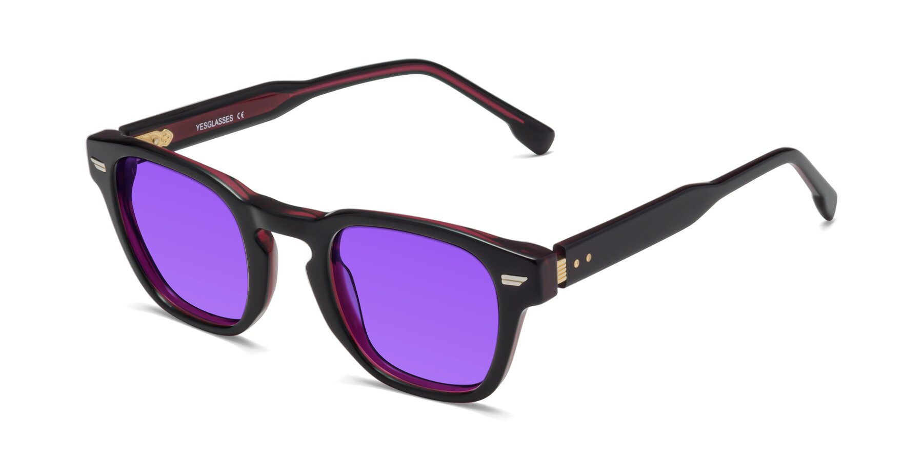 Angle of 1421 in Black-Wine with Purple Tinted Lenses