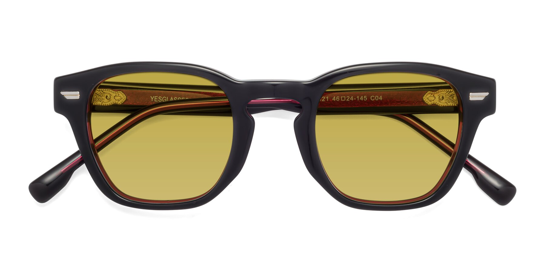 Folded Front of 1421 in Black-Wine with Champagne Tinted Lenses