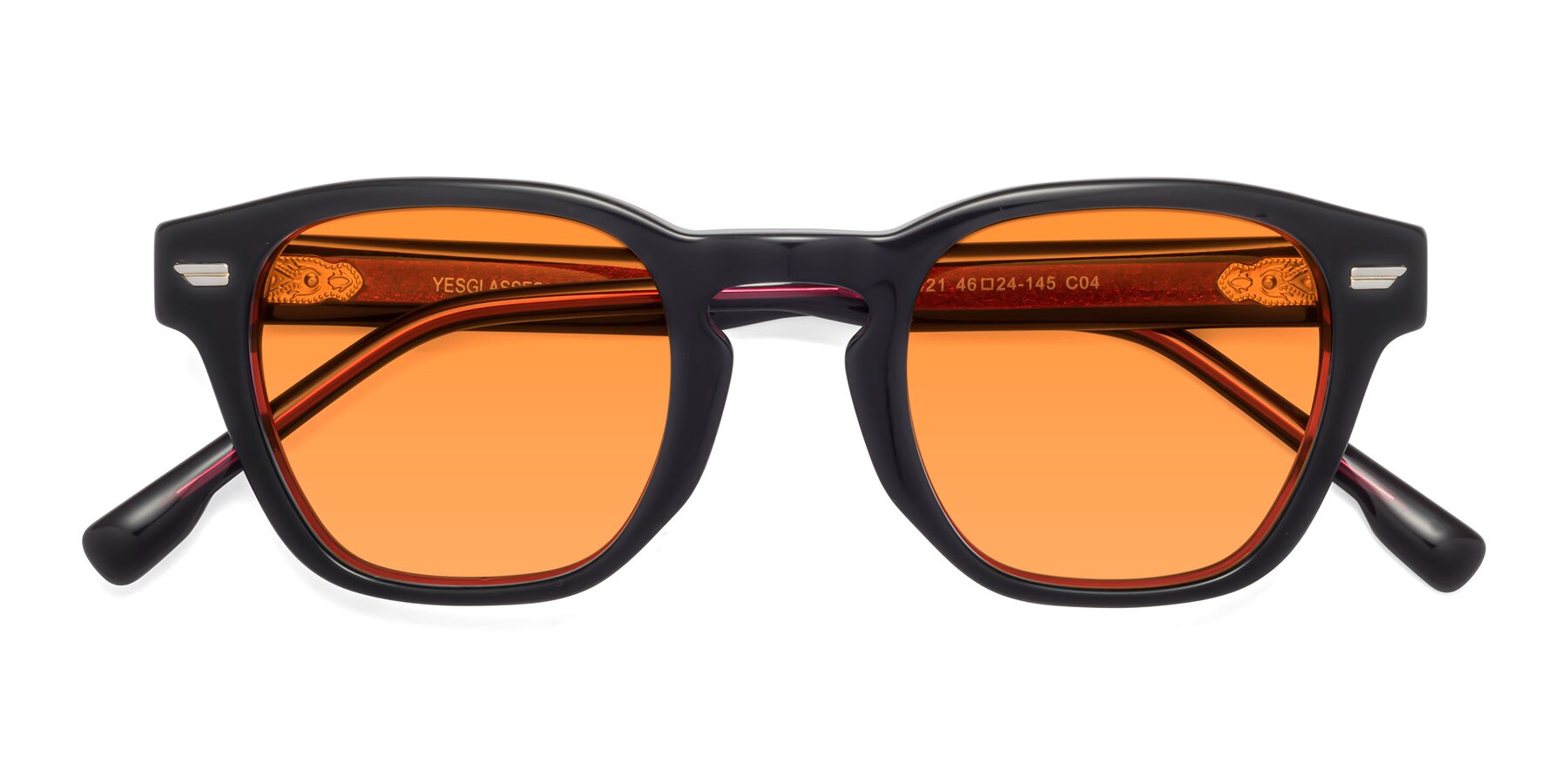 Folded Front of 1421 in Black-Wine with Orange Tinted Lenses