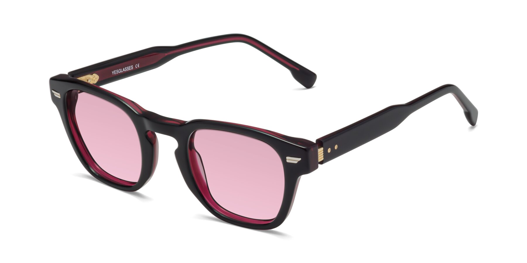 Angle of 1421 in Black-Wine with Light Wine Tinted Lenses