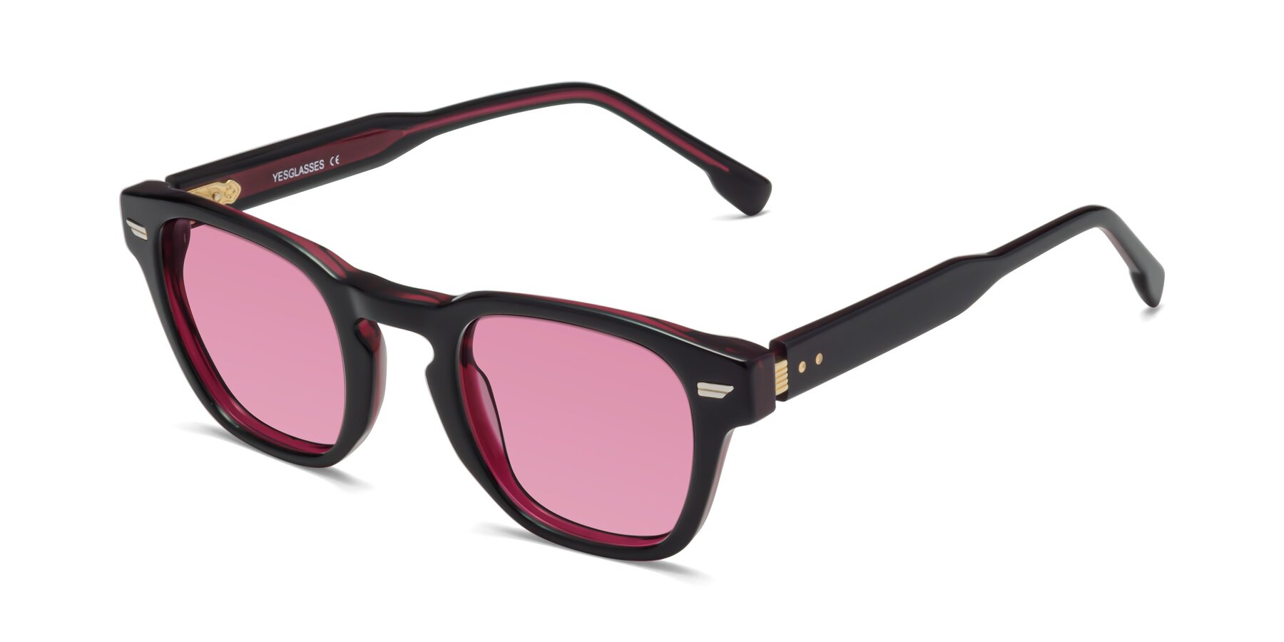 Angle of 1421 in Black-Wine with Medium Wine Tinted Lenses