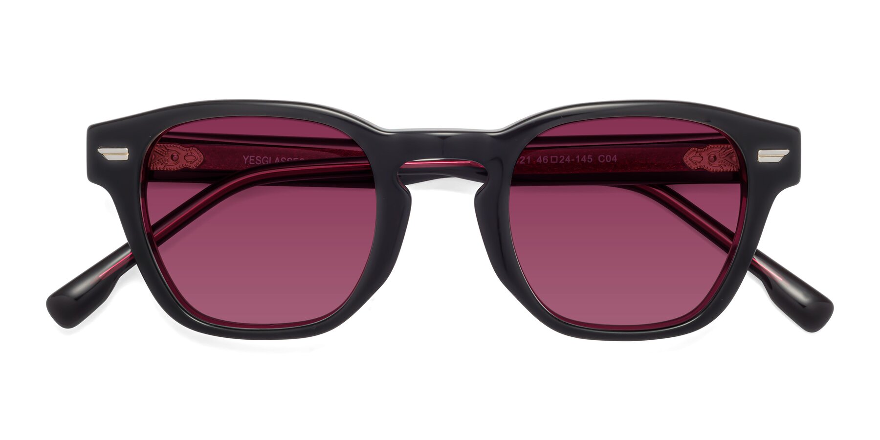 Folded Front of 1421 in Black-Wine with Wine Tinted Lenses