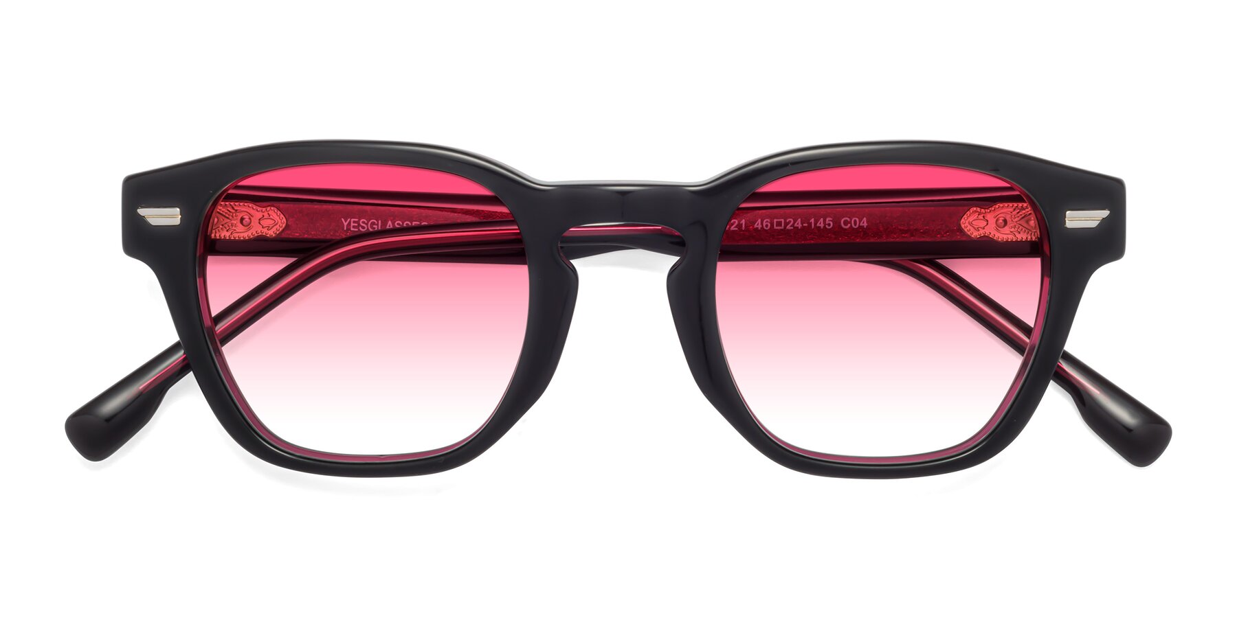 Folded Front of 1421 in Black-Wine with Pink Gradient Lenses