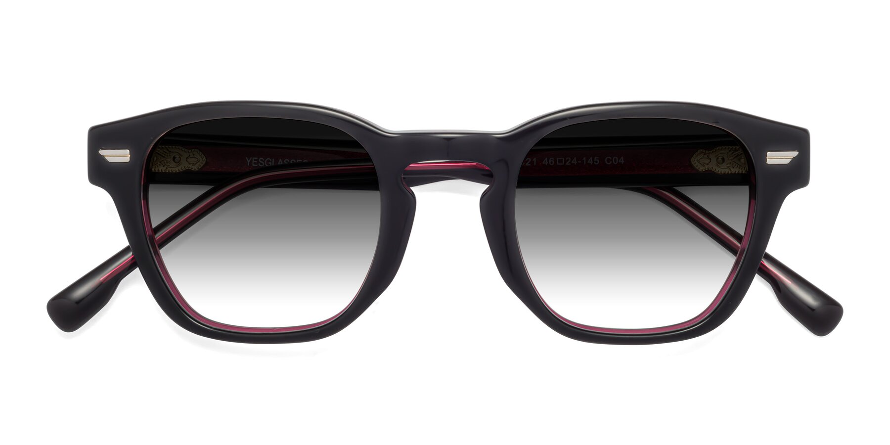 Folded Front of 1421 in Black-Wine with Gray Gradient Lenses