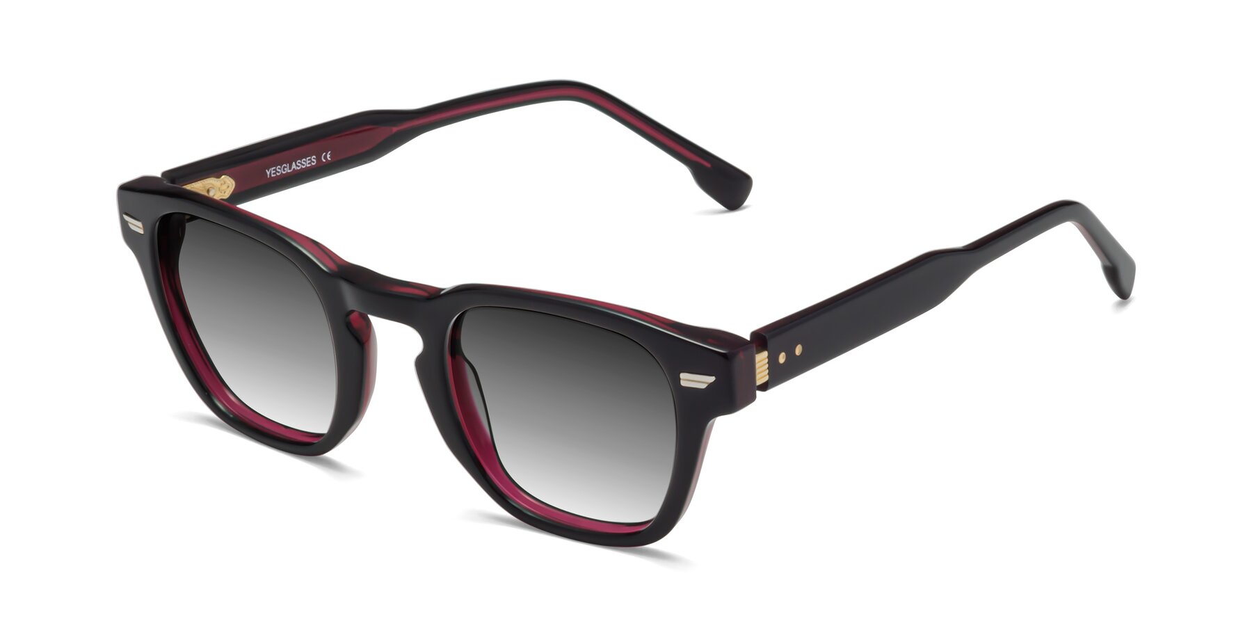 Angle of 1421 in Black-Wine with Gray Gradient Lenses