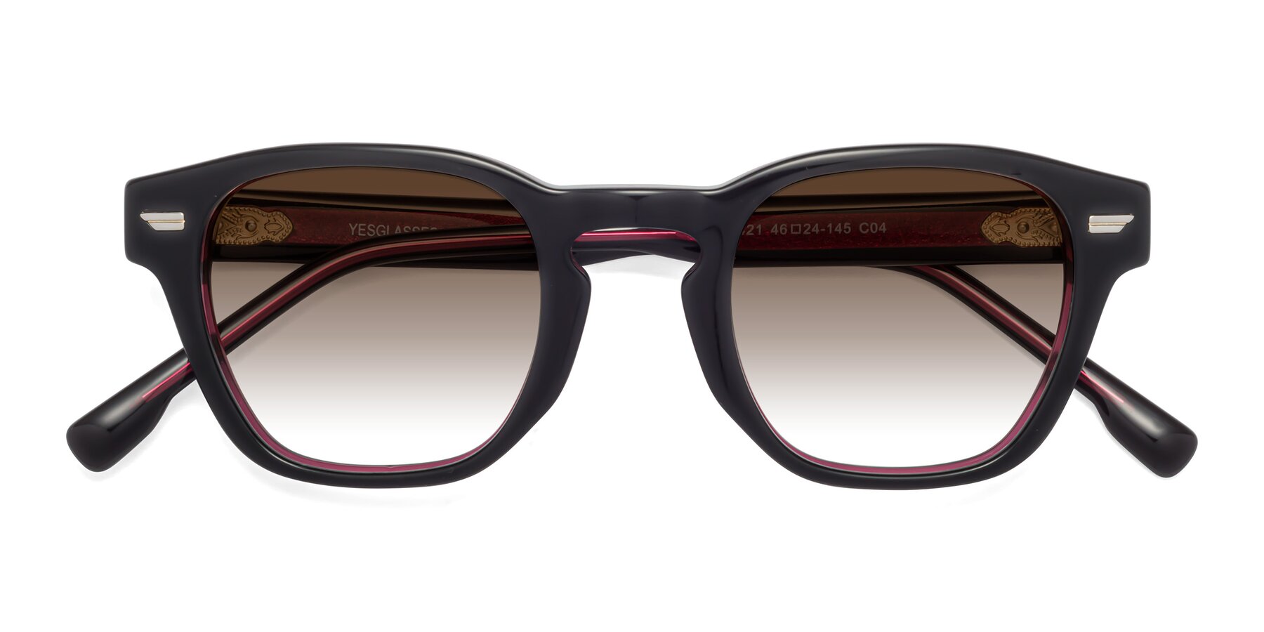 Folded Front of 1421 in Black-Wine with Brown Gradient Lenses