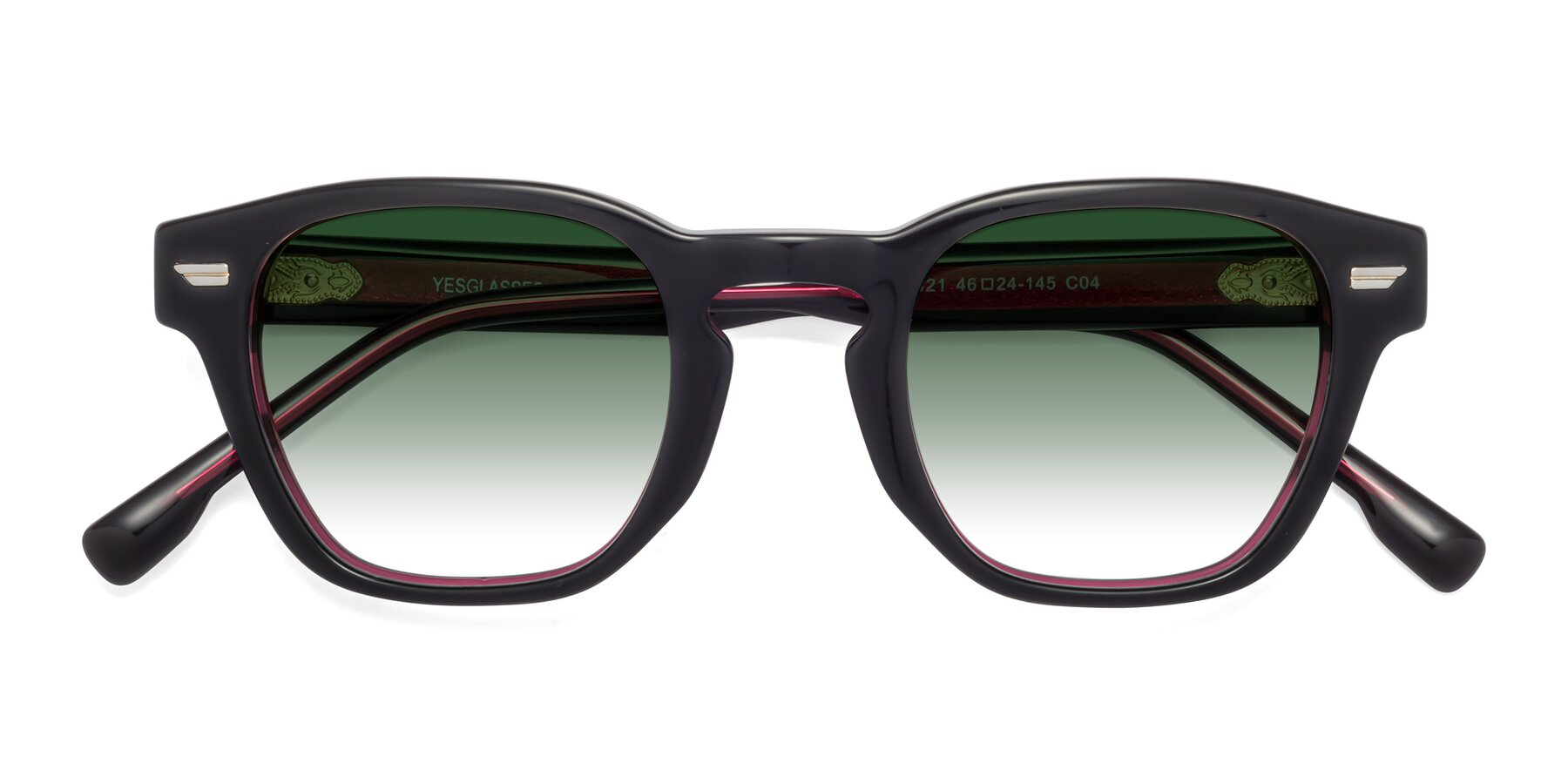 Folded Front of 1421 in Black-Wine with Green Gradient Lenses
