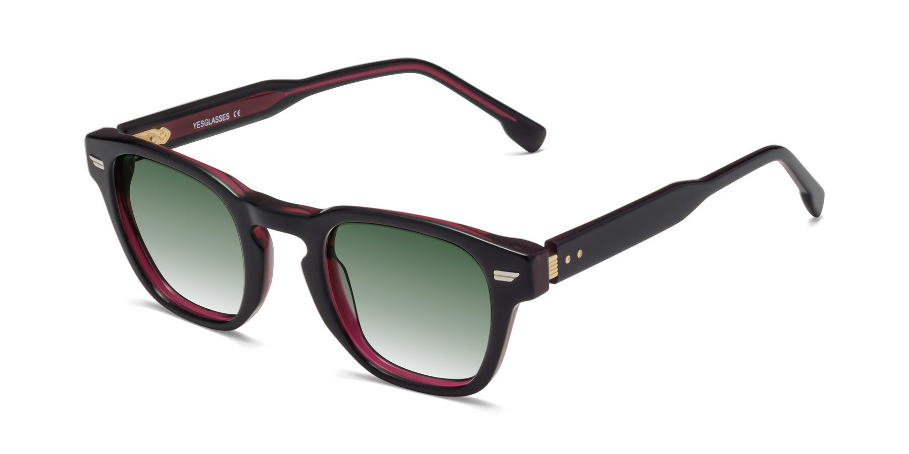 Angle of 1421 in Black-Wine with Green Gradient Lenses