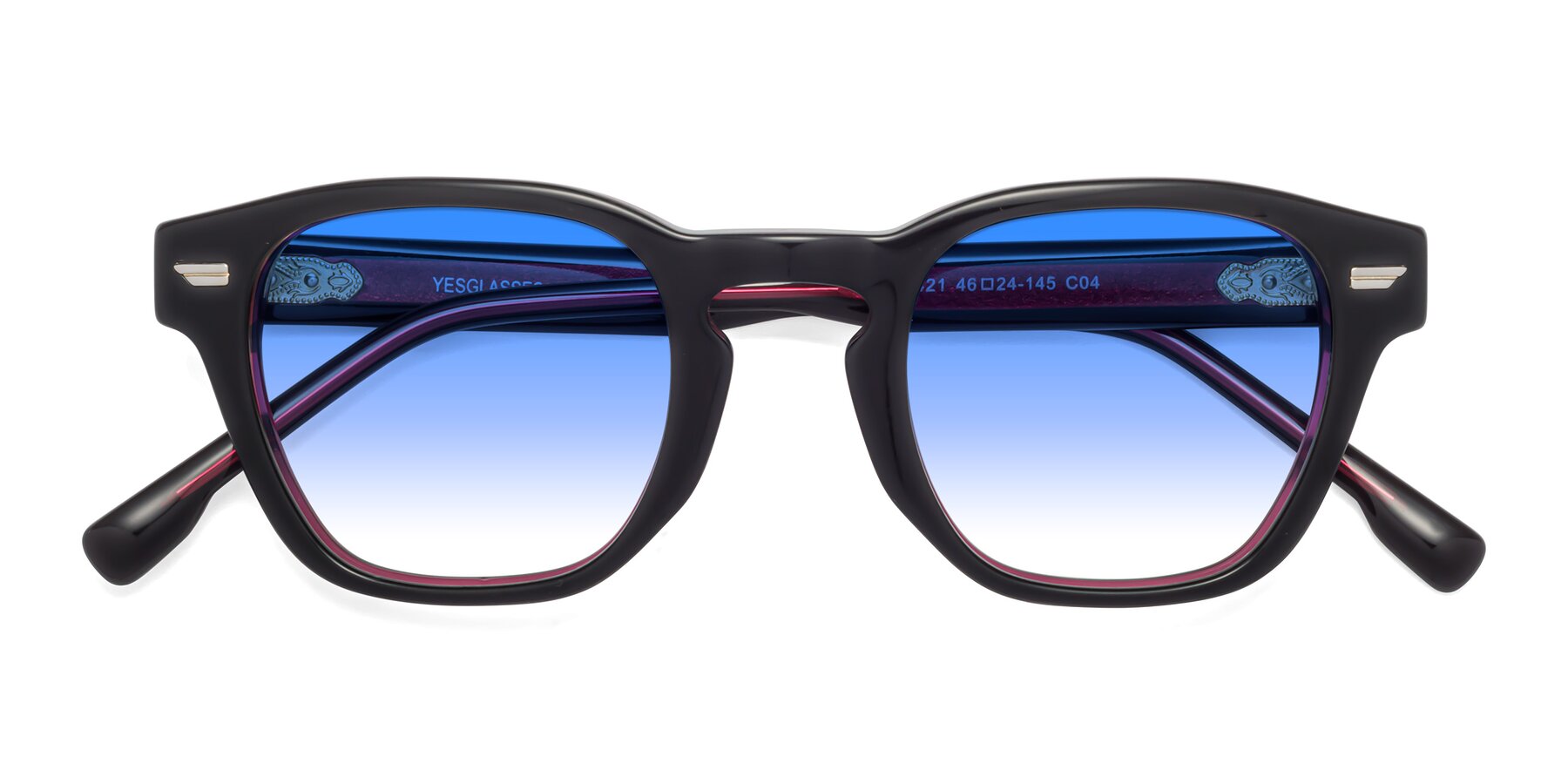 Folded Front of 1421 in Black-Wine with Blue Gradient Lenses