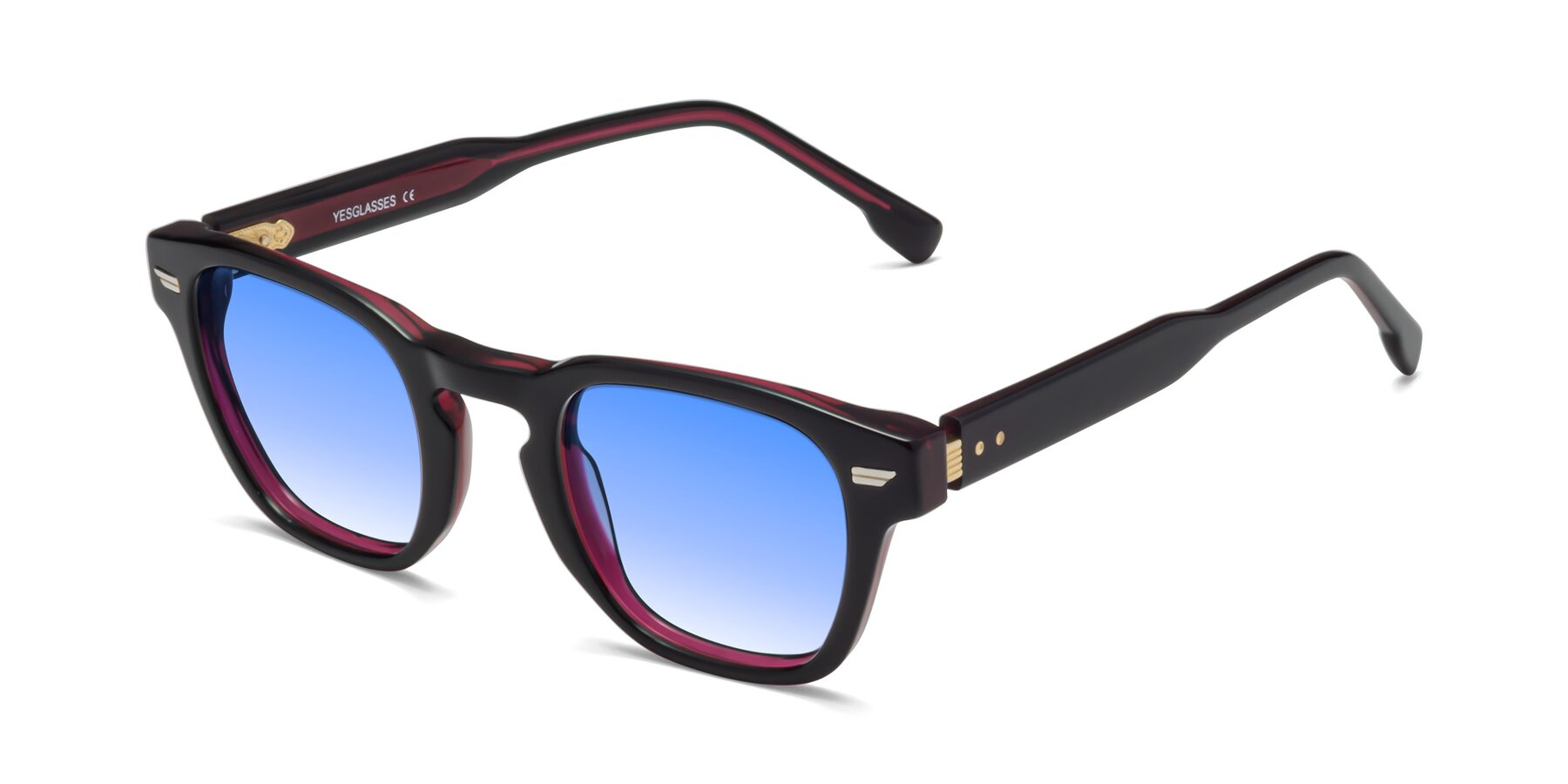Angle of 1421 in Black-Wine with Blue Gradient Lenses