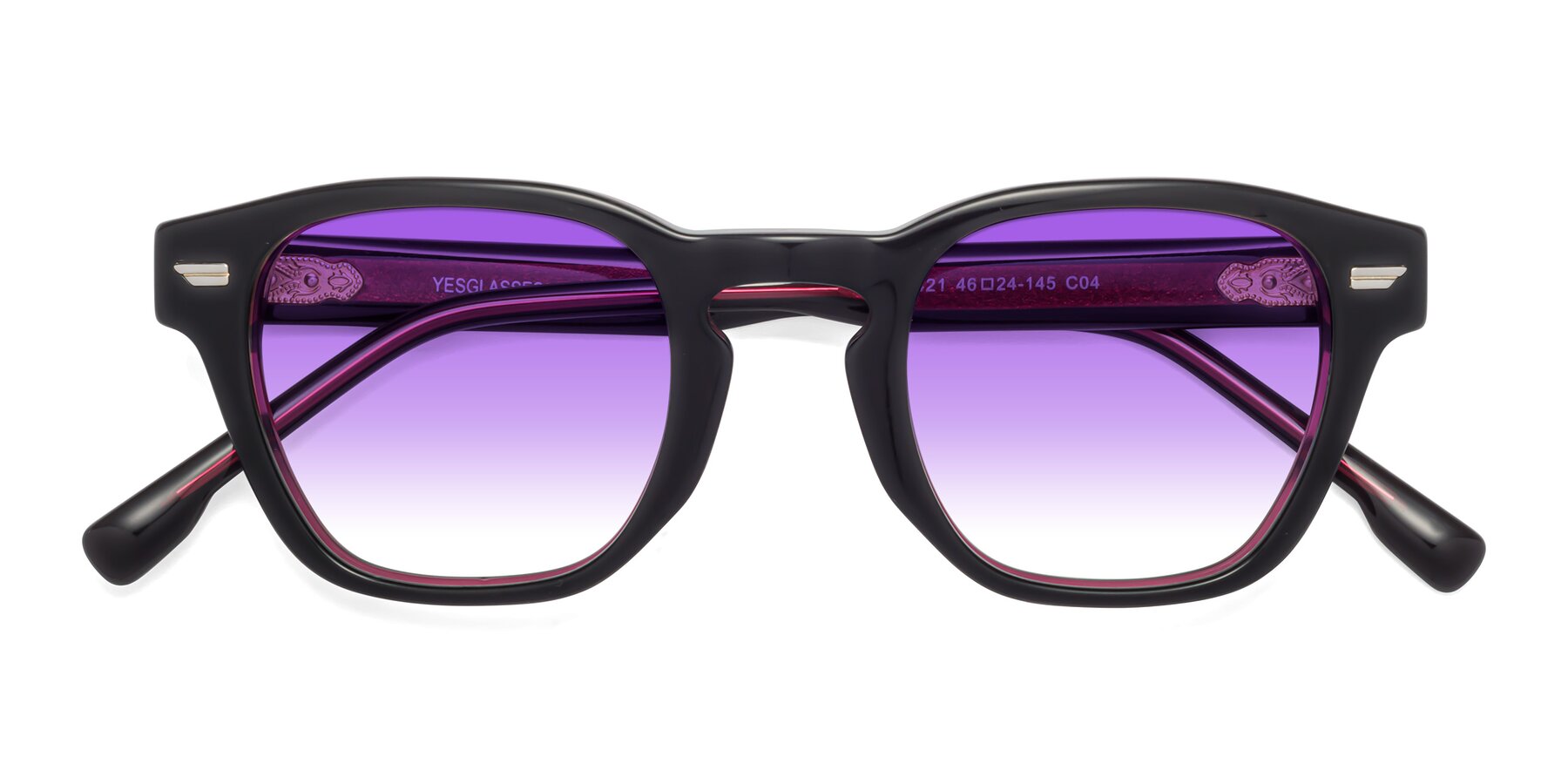 Folded Front of 1421 in Black-Wine with Purple Gradient Lenses