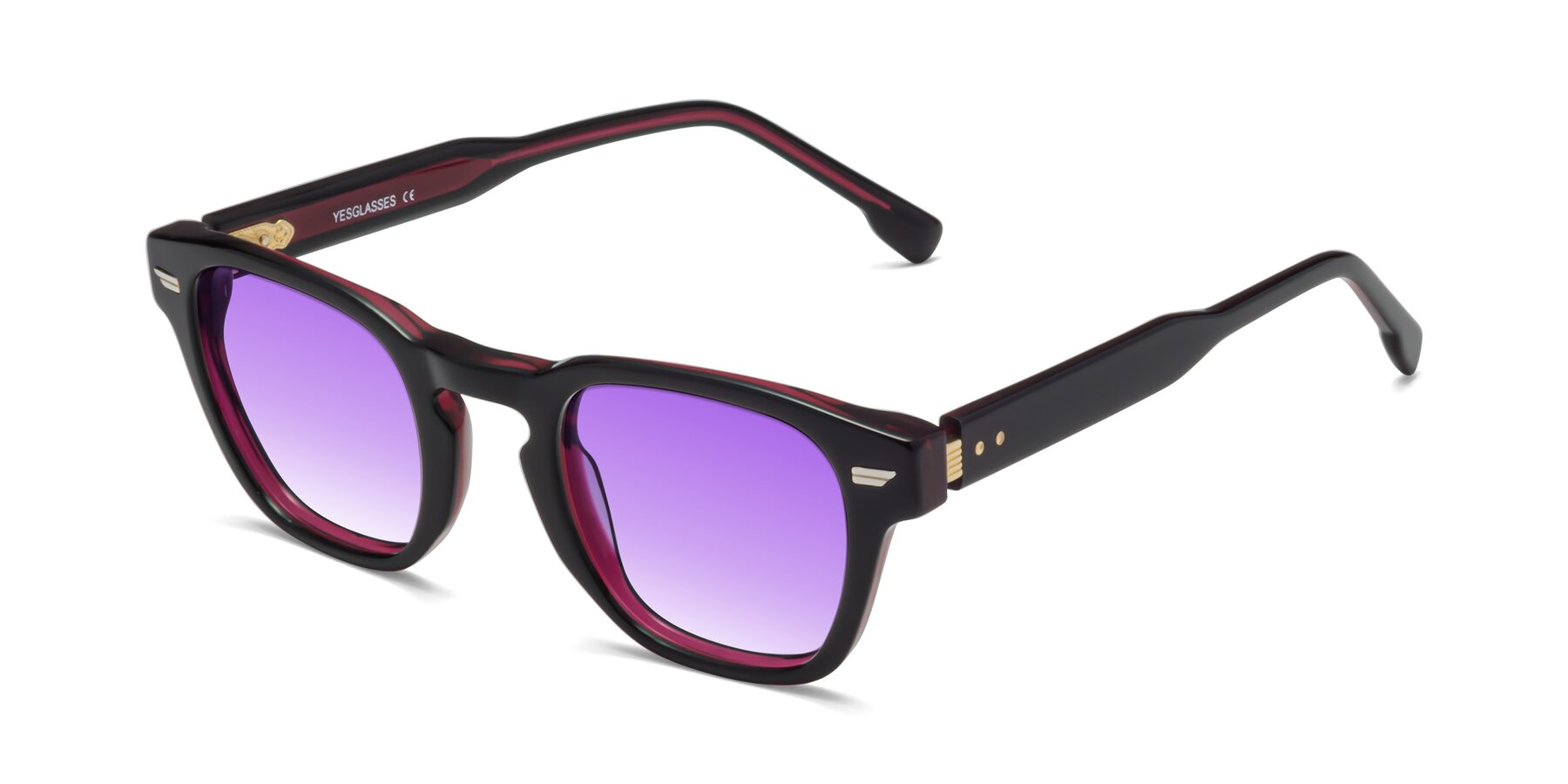 Angle of 1421 in Black-Wine with Purple Gradient Lenses