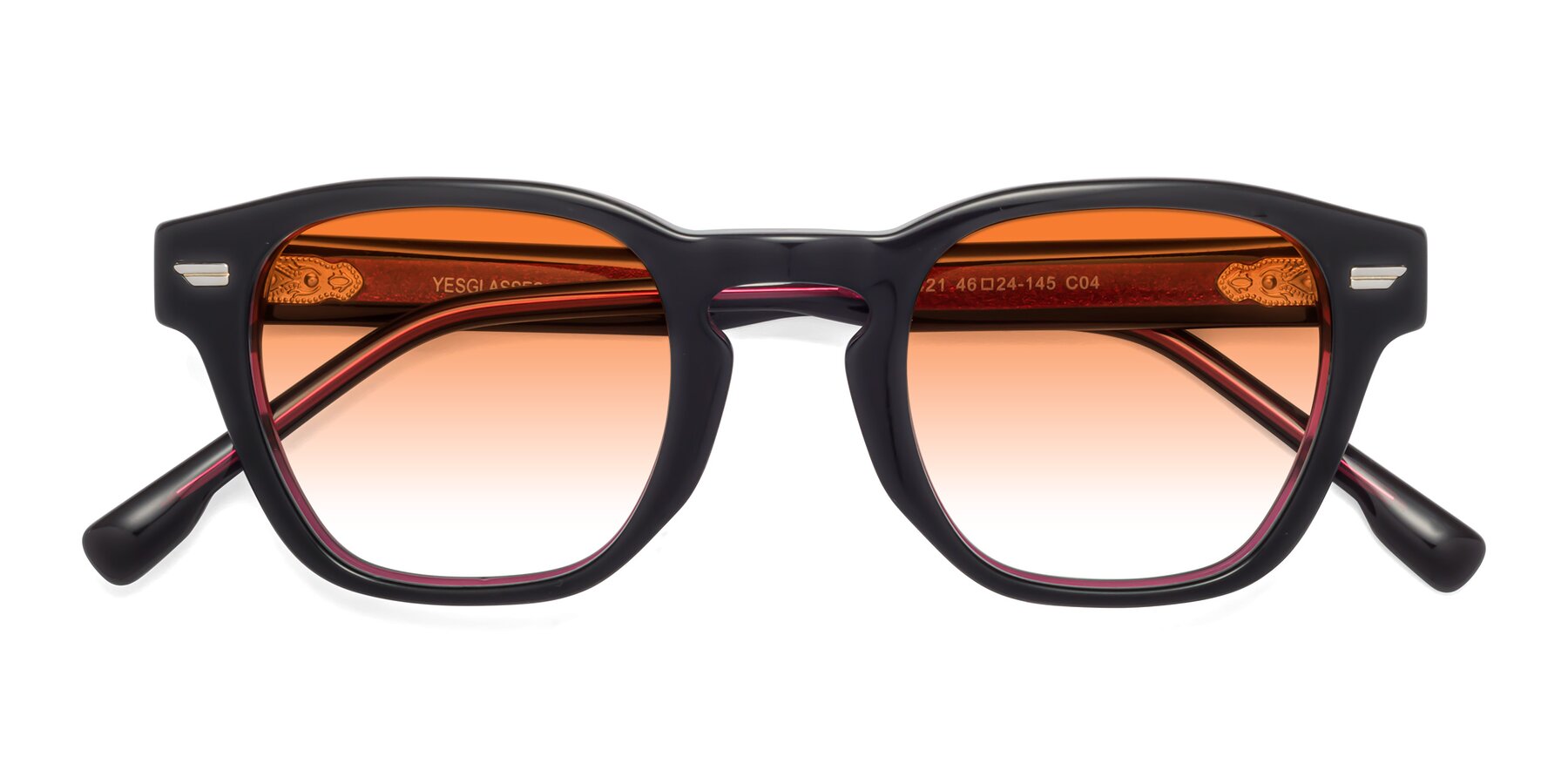 Folded Front of 1421 in Black-Wine with Orange Gradient Lenses