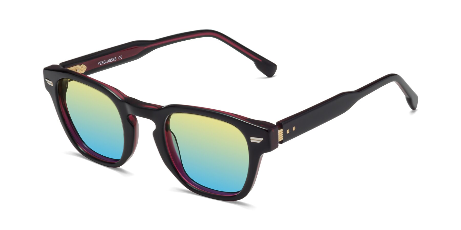 Angle of Costa in Black-Wine with Yellow / Blue Gradient Lenses