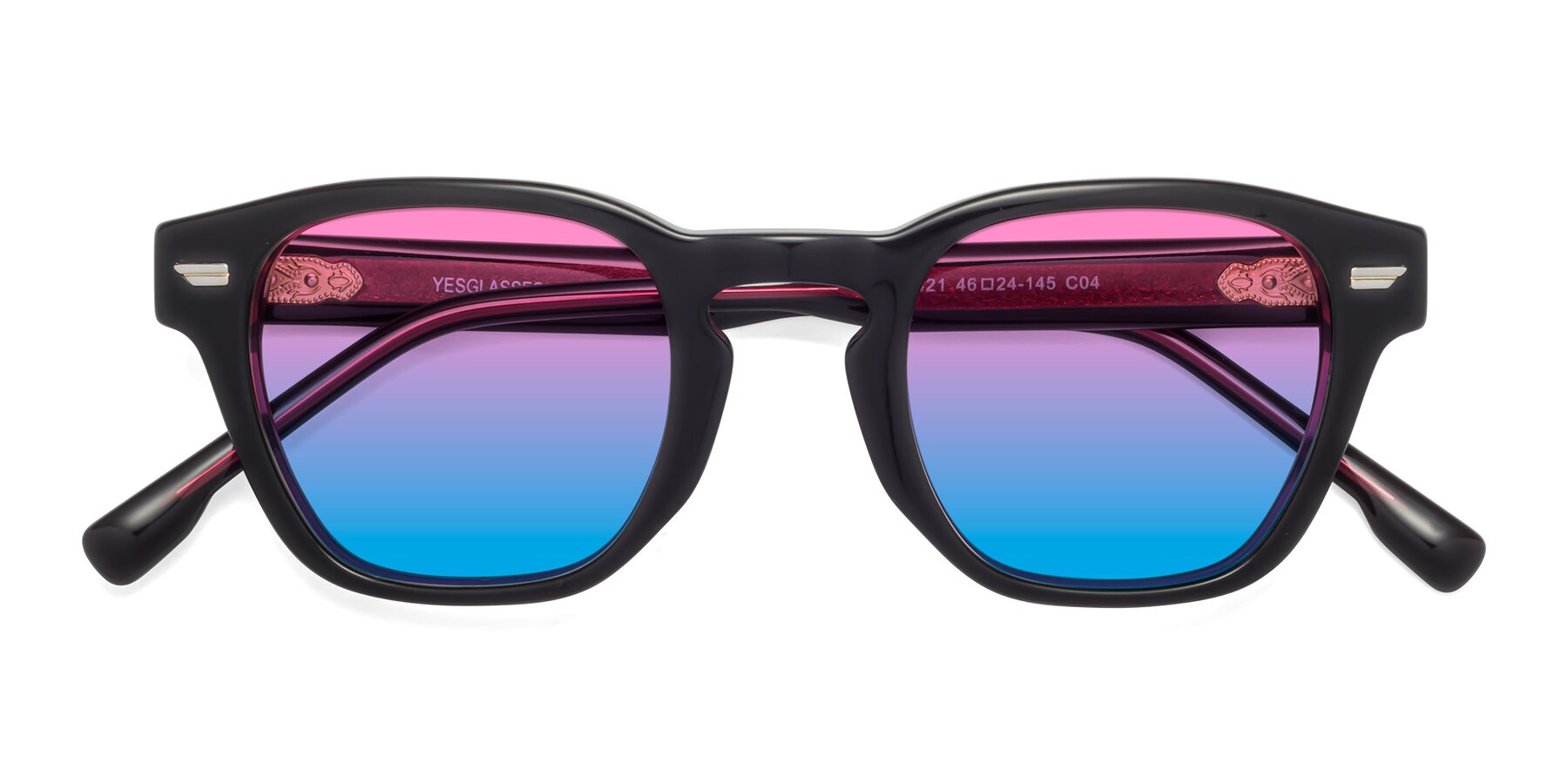 Folded Front of 1421 in Black-Wine with Pink / Blue Gradient Lenses