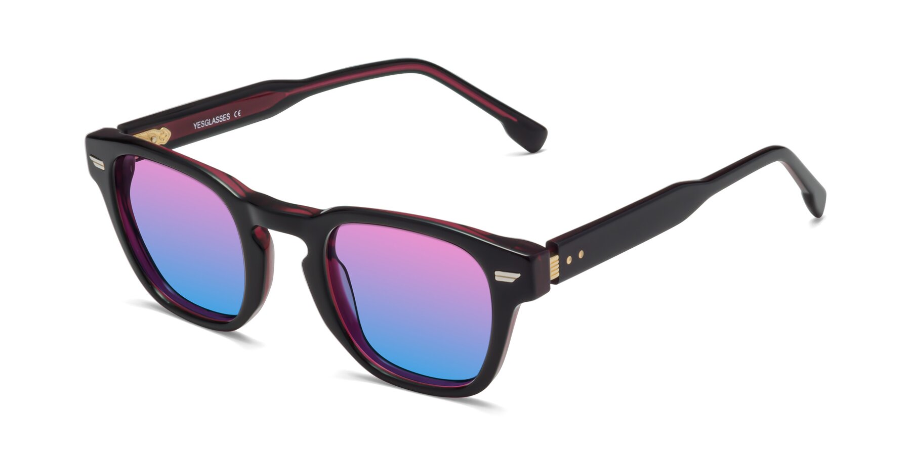 Angle of 1421 in Black-Wine with Pink / Blue Gradient Lenses