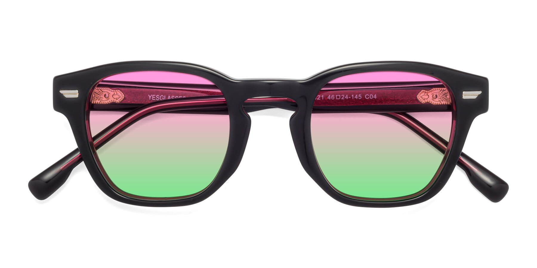 Folded Front of 1421 in Black-Wine with Pink / Green Gradient Lenses