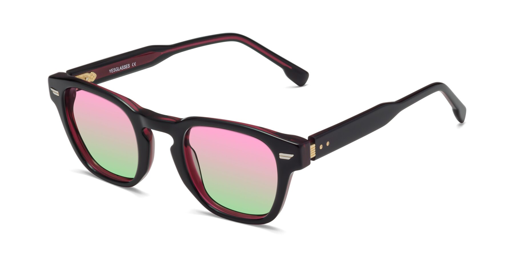 Angle of 1421 in Black-Wine with Pink / Green Gradient Lenses