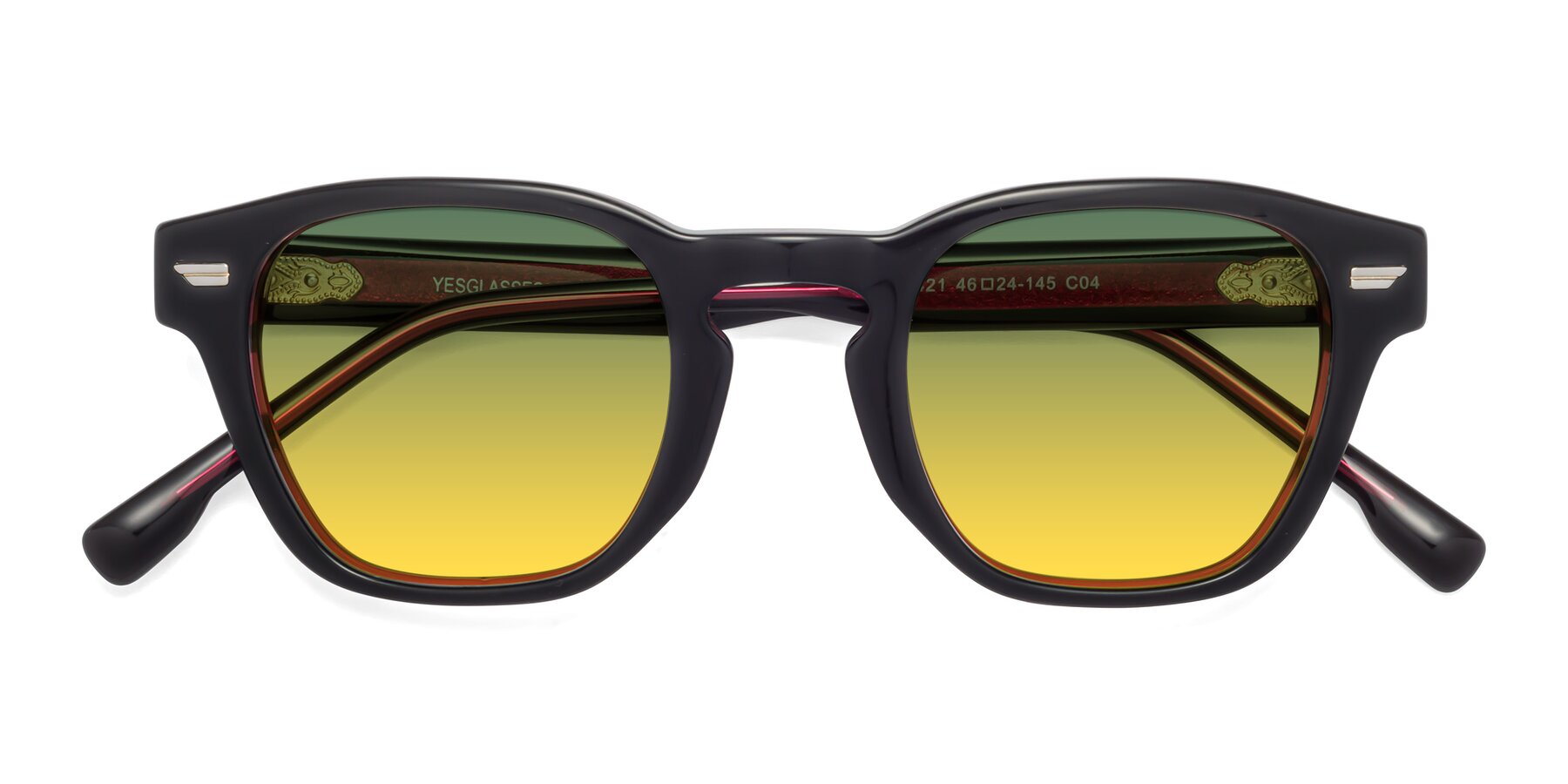 Folded Front of 1421 in Black-Wine with Green / Yellow Gradient Lenses