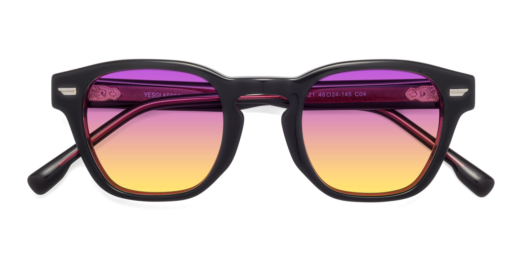 Folded Front of 1421 in Black-Wine with Purple / Yellow Gradient Lenses